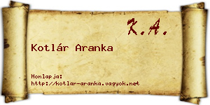 Kotlár Aranka névjegykártya