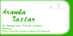 aranka kotlar business card