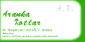 aranka kotlar business card